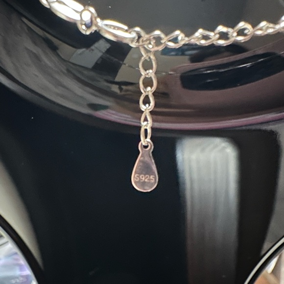 Sterling 925 Silver Necklace in White Diamond Cut CZ - Picture 3 of 4